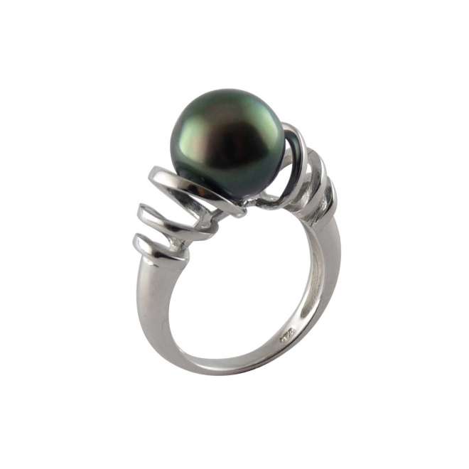 bague argent perle ovale