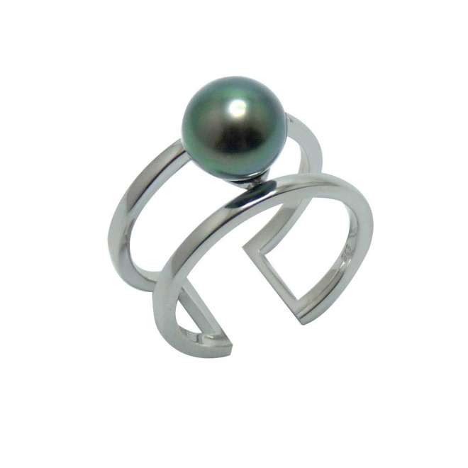 bague argent perle ronde