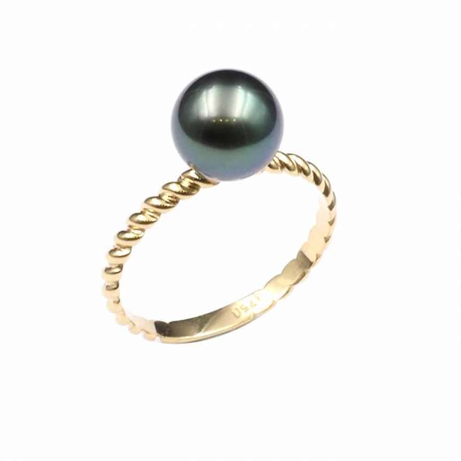 bague or torsadée perle ronde