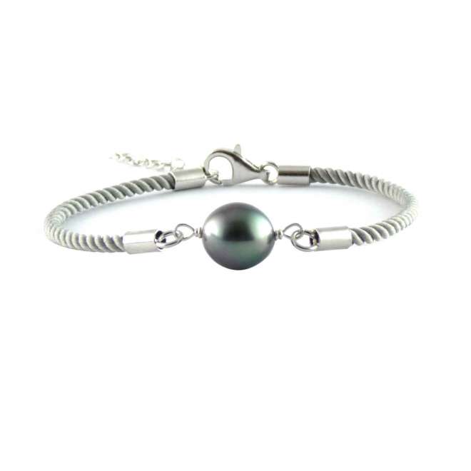 Bracelet perle coton soyeux argent BR06