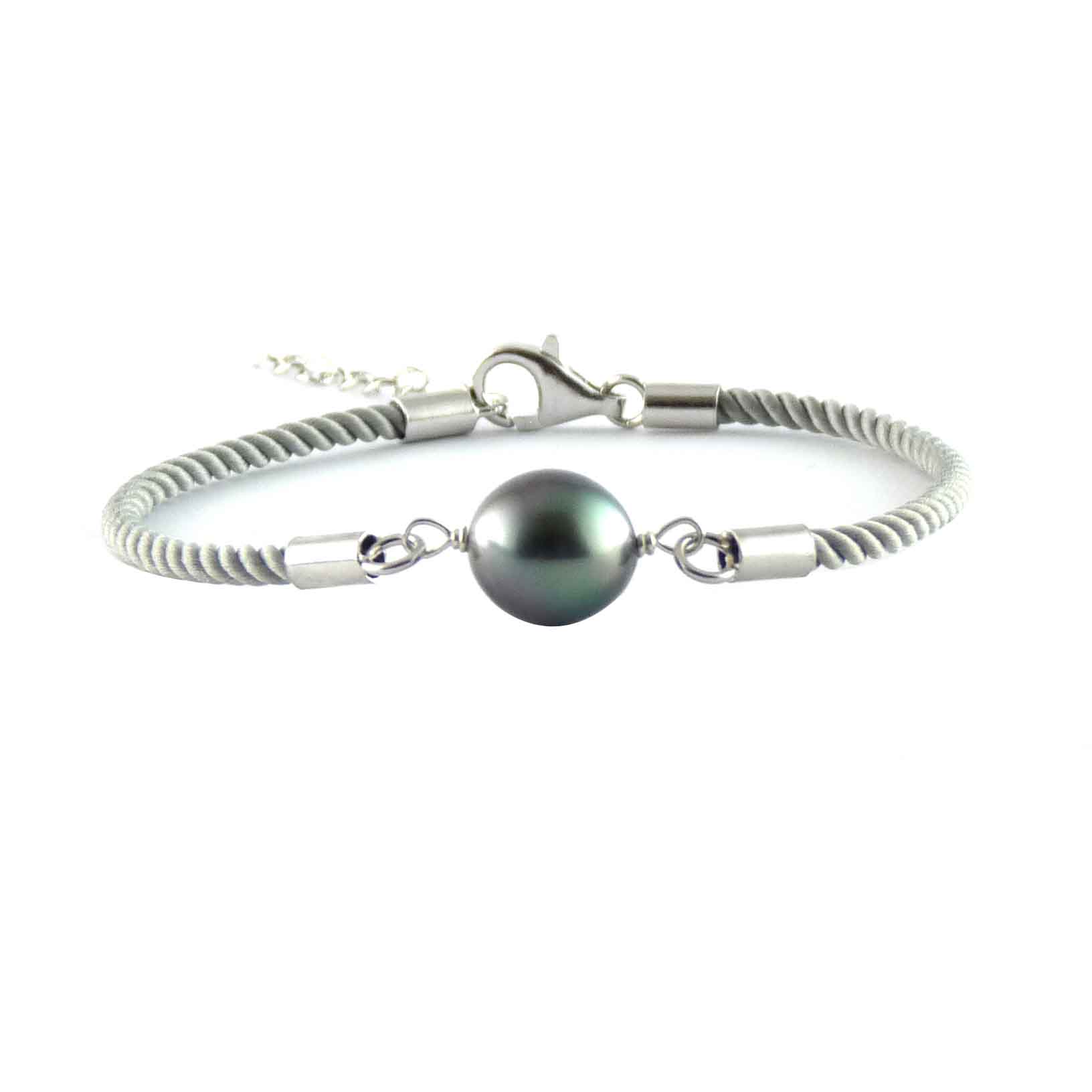 Bracelet perle coton soyeux argent BR06