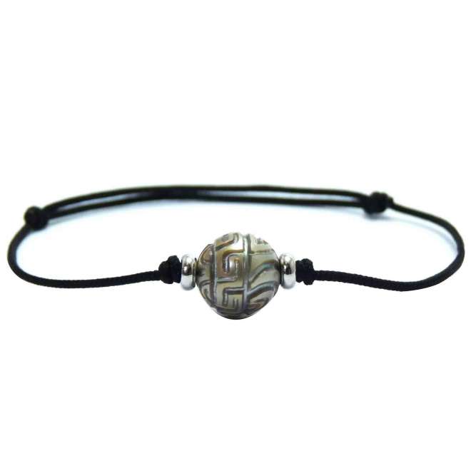 Bracelet Femme perle gravée cordon BRA10