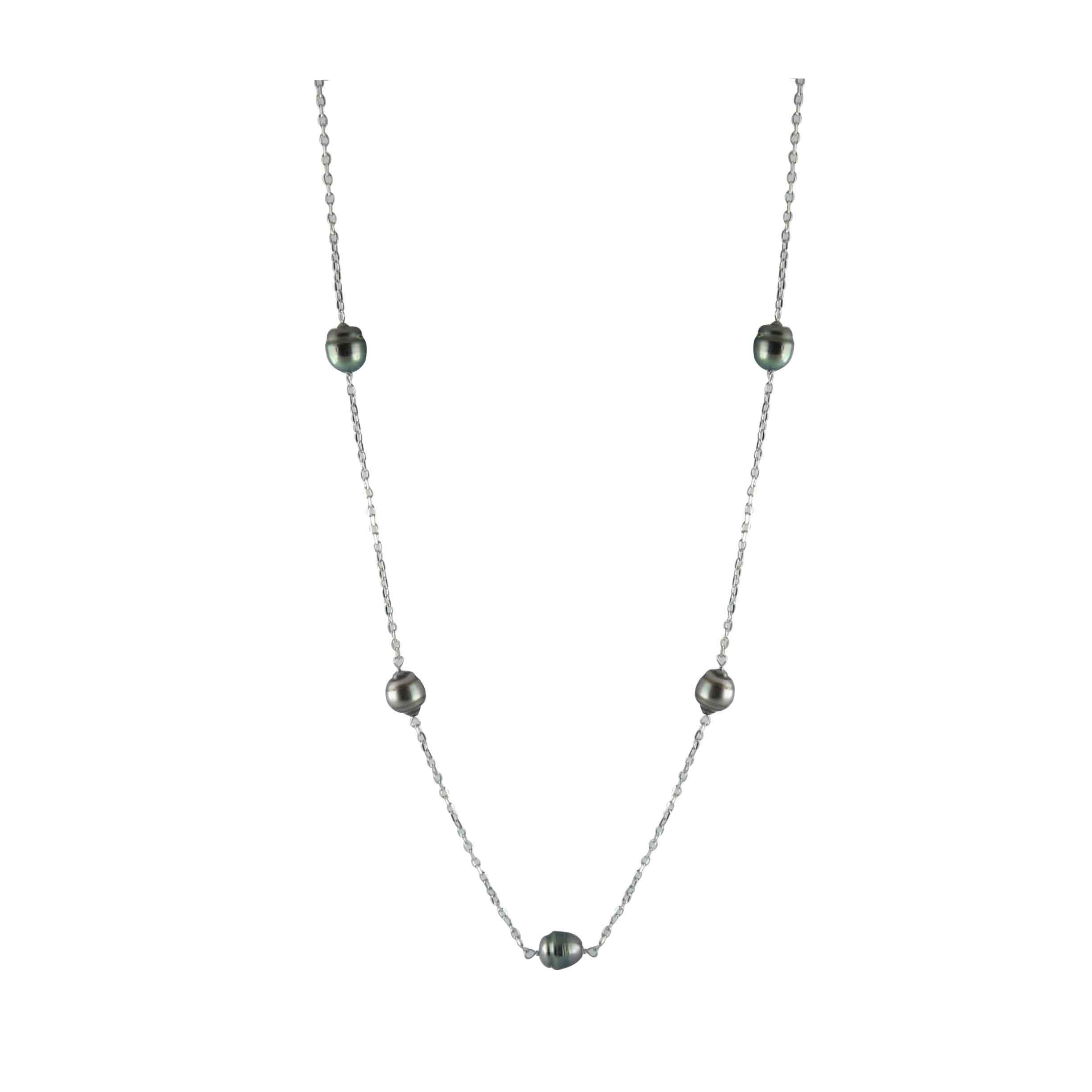 sautoir argent perles cerclées