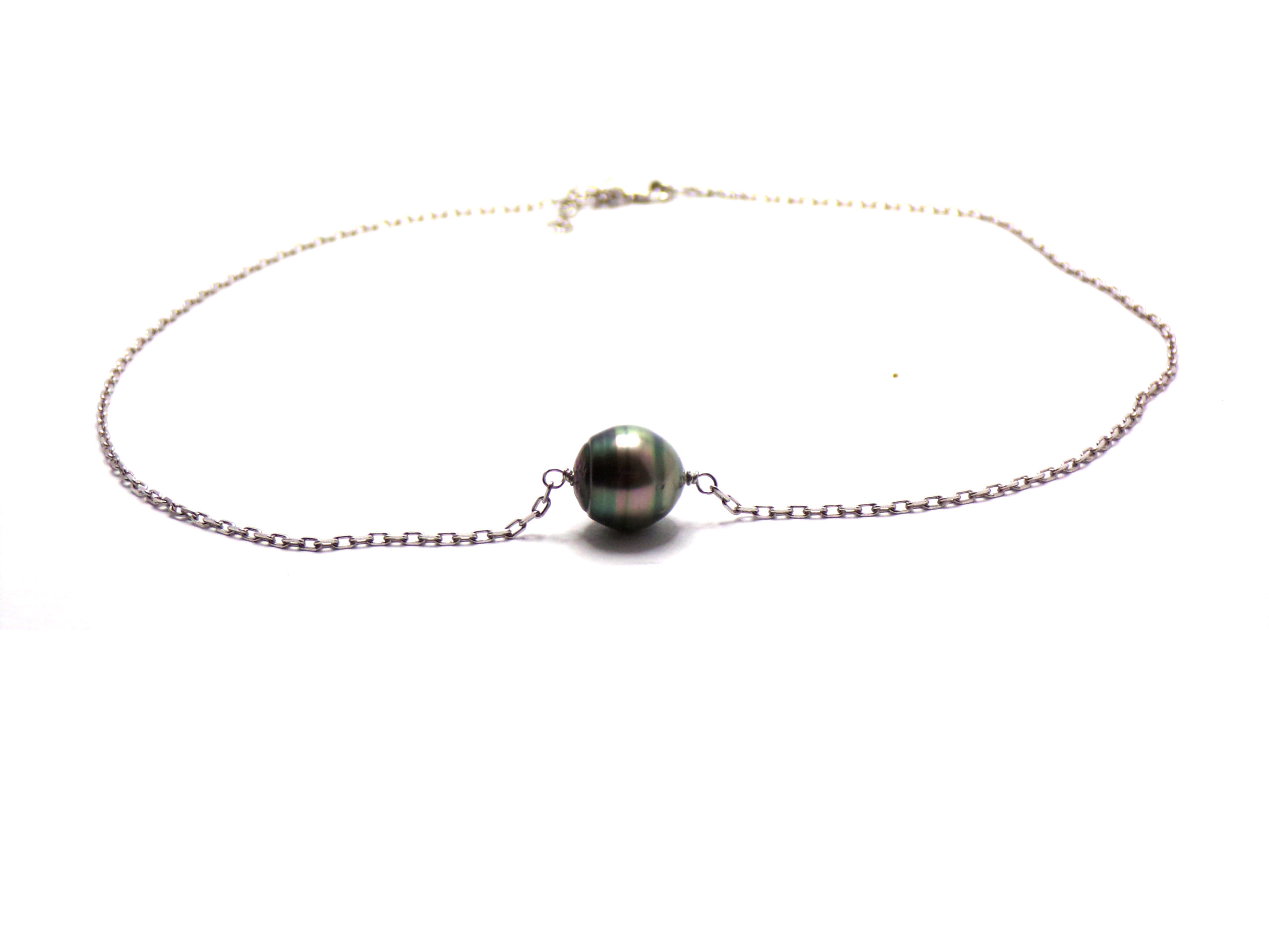 Collier argent et perle cerclée - COLA06 – Image 2