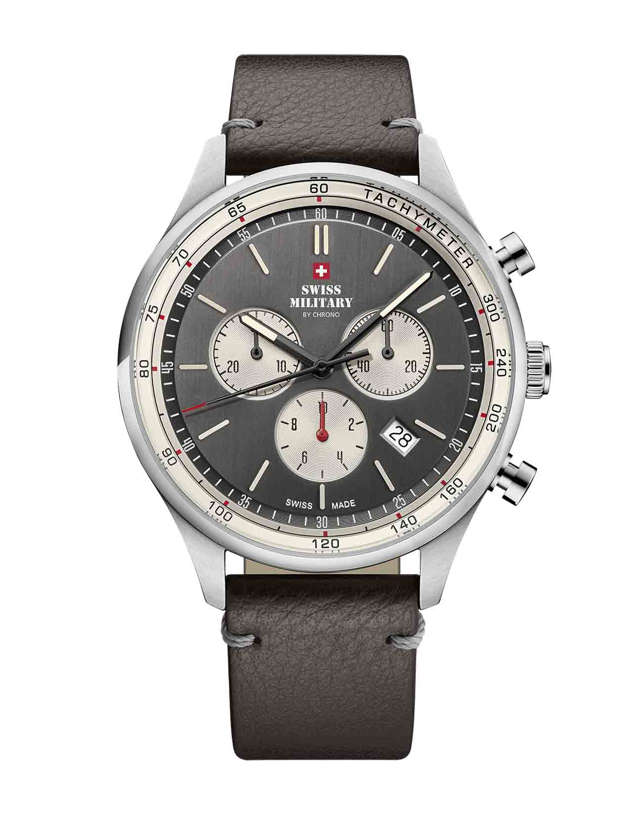 montre chronographe bracelet cuir marron