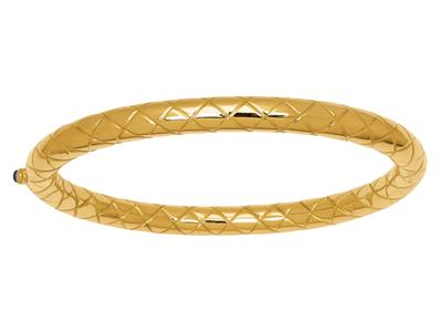 bracelet or jonc ouvrant avec motifs losanges