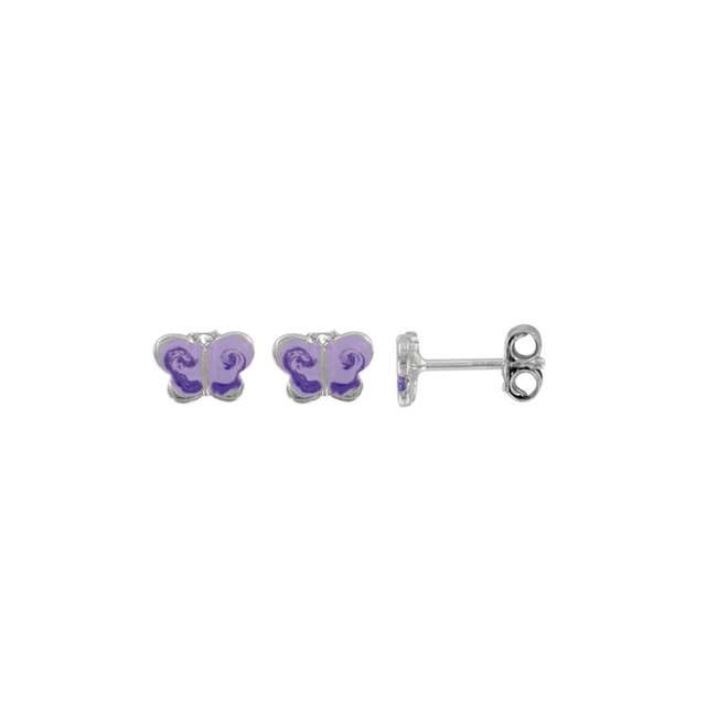 boucles d'oreilles papillon pour filles en émail violet