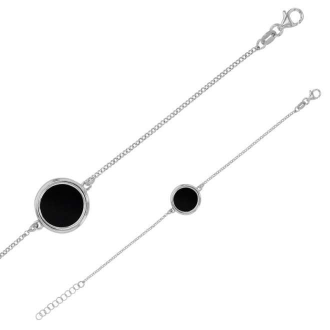 bracelet avec rond en agate noire
