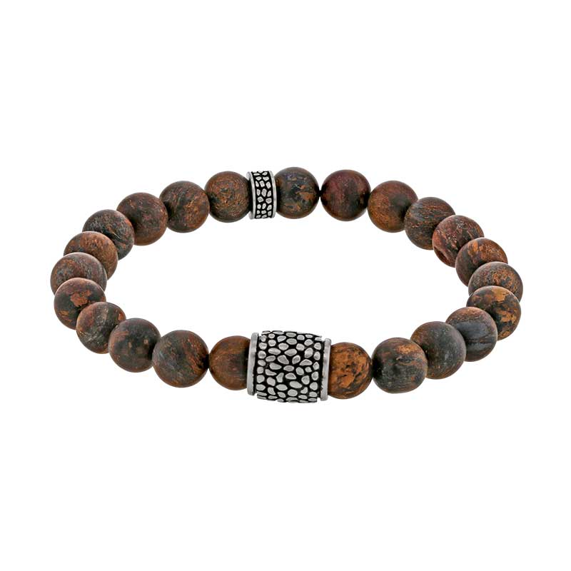 bracelet boules en bronzite pour hommes avec design reptile