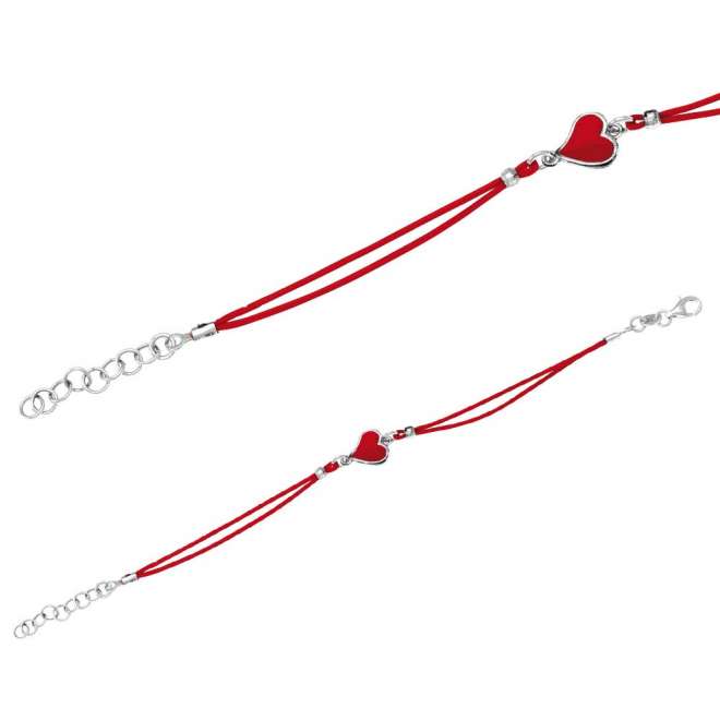bracelet cordon rouge cœur laqué
