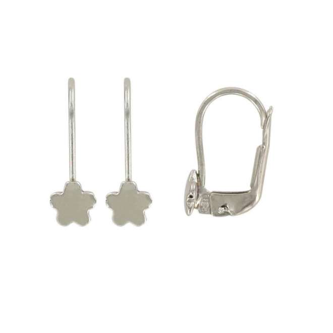 dormeuses argent rhodié forme fleur