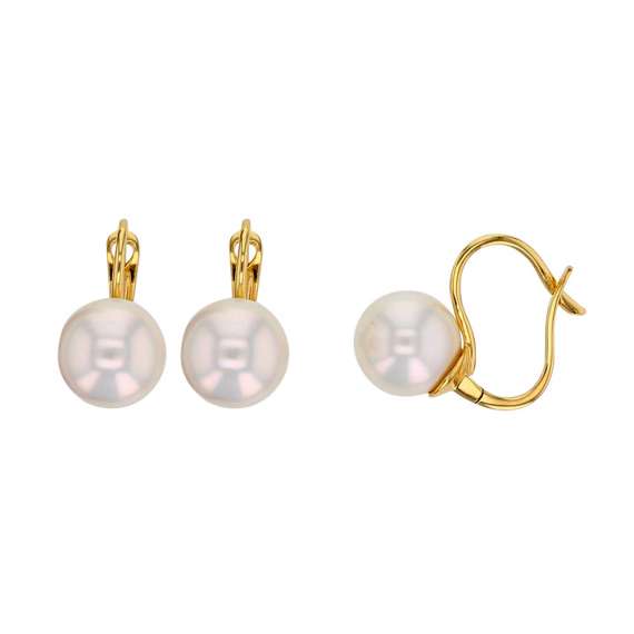 Boucles D'oreilles Dormeuses Perles D'eau Douce, Argent Sterling, Fait Main, #1441