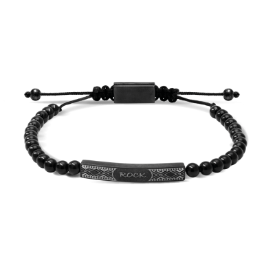 bracelet talisman en acier noir