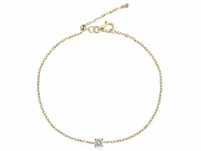 Bracelet solitaire maille Forçat, diamant 0,15ct – Image 4