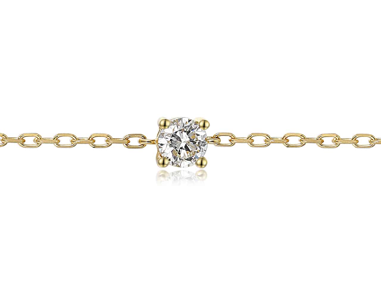 Bracelet solitaire maille Forçat, diamant 0,15ct