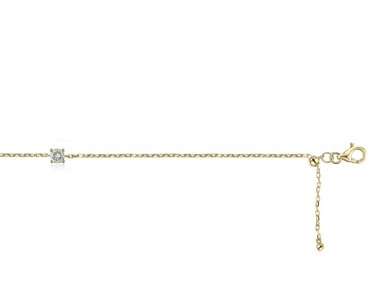 Bracelet solitaire maille Forçat, diamant 0,15ct – Image 2