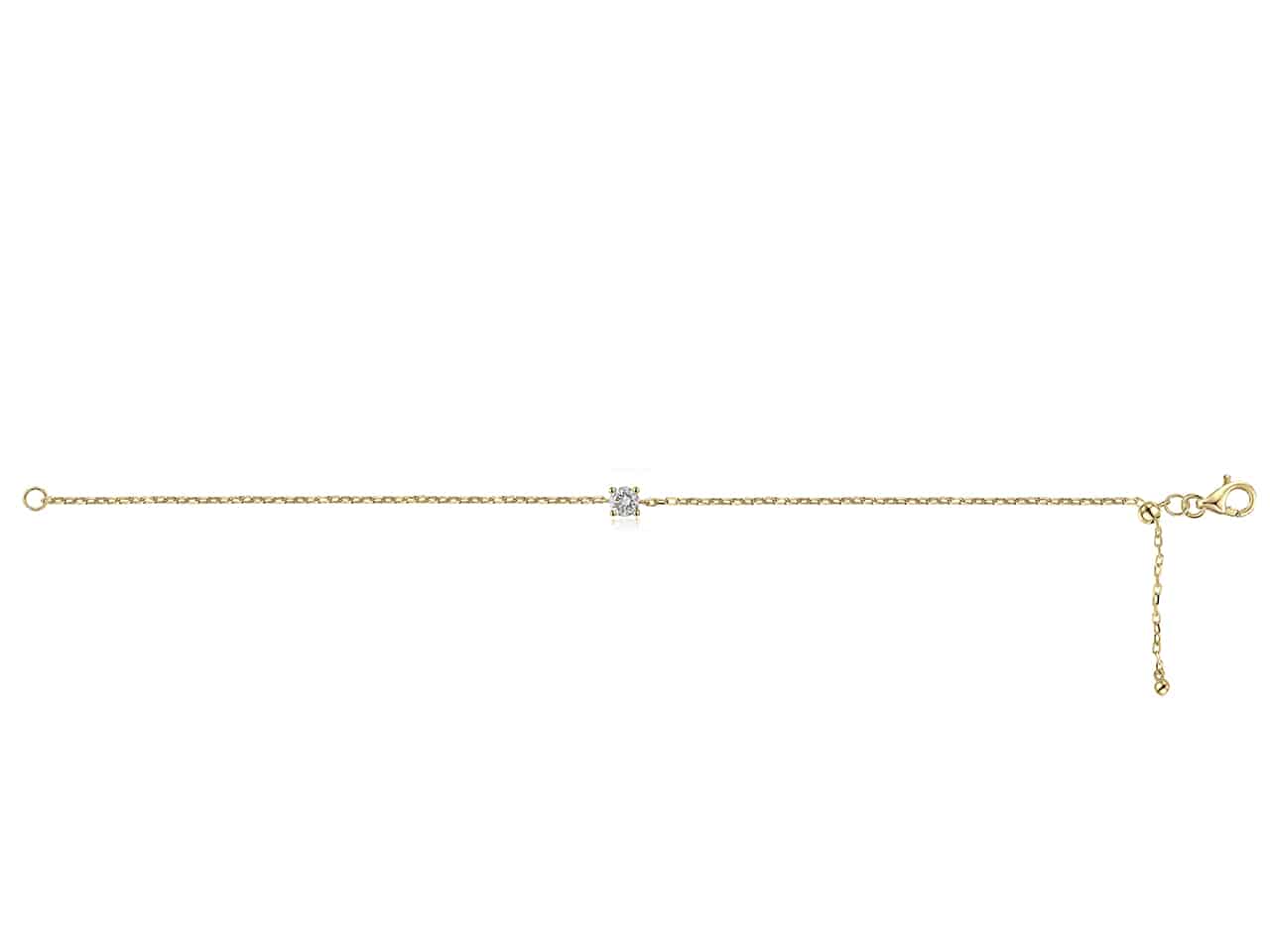 Bracelet solitaire maille Forçat, diamant 0,15ct – Image 3