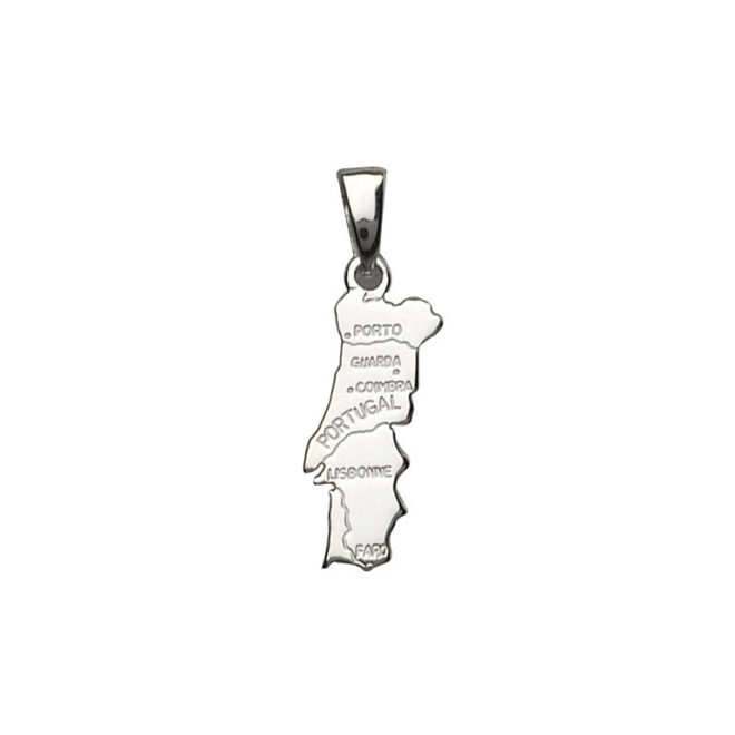 pendentif carte du Portugal argent rhodié 925/1000