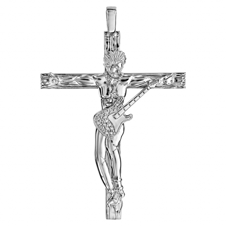 pendentif croix Johnny Halliday argent rhodié